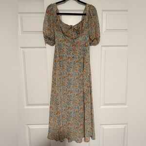 Floral Puff Sleeve Maxi Dress